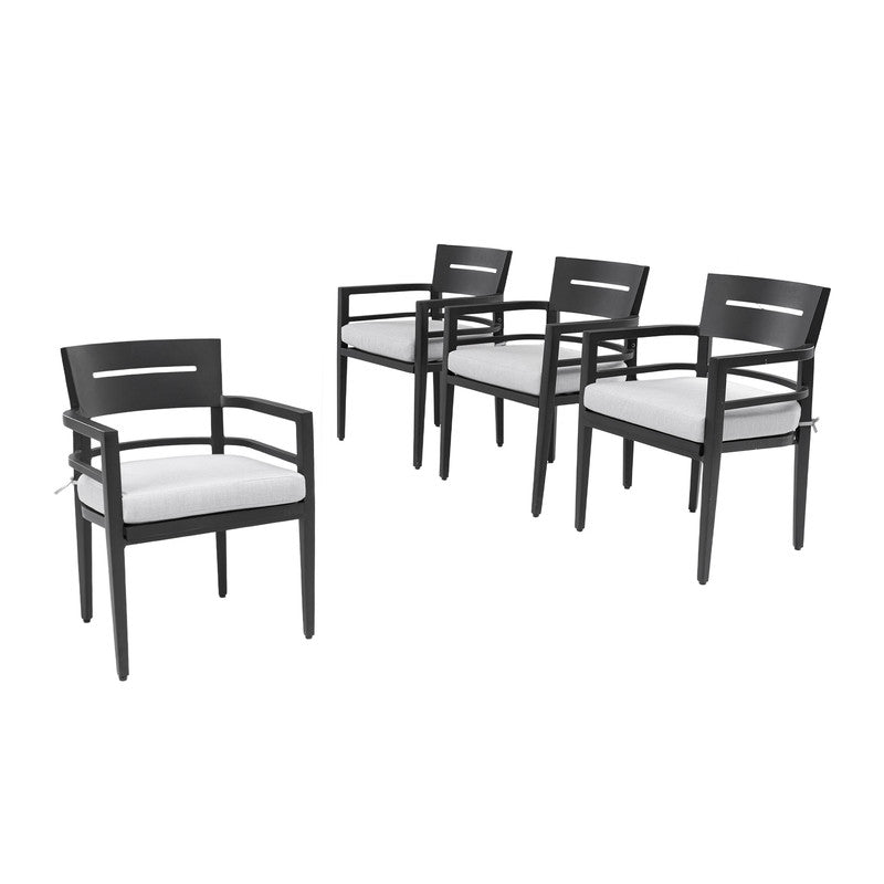 Cavallo Black Aluminum Outdoor Dining Chair with Sunbrella Cushions (4-Pack)