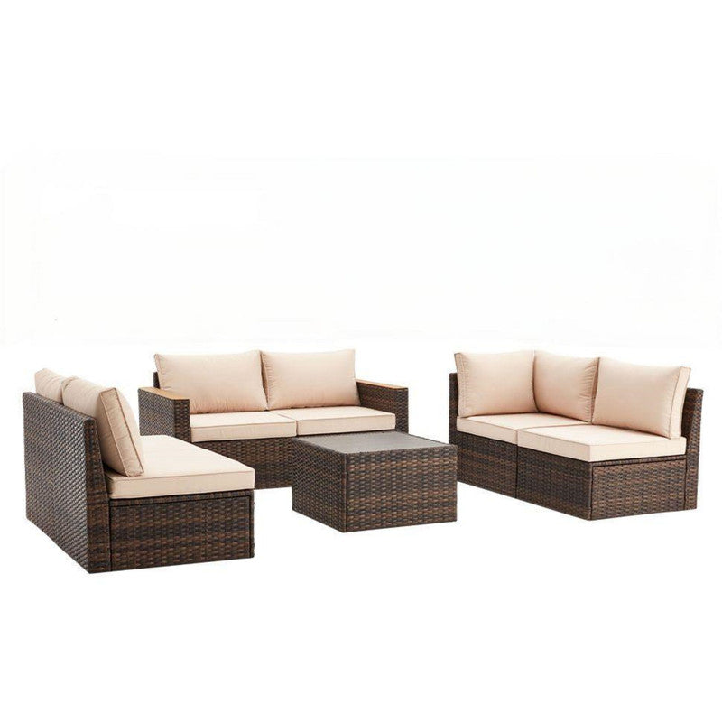 Exclusive Quick Install Patio Furniture Set, 7 Pieces Outdoor Patio Furniture, Durable Wicker Outdoor Couch Patio Sectional Sofa Conversation Sets for Backyard, Lawn, Outside