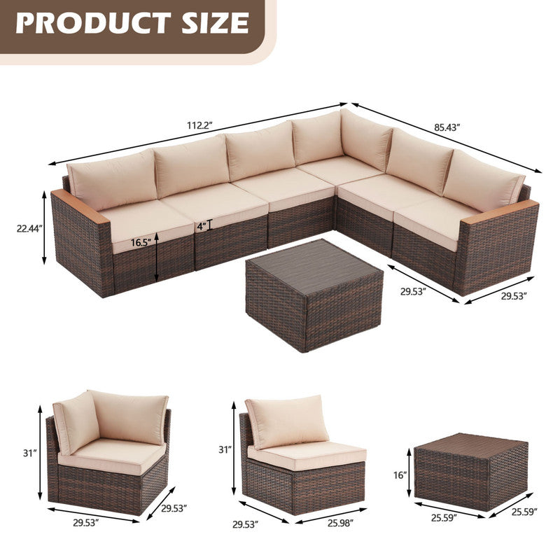 Exclusive Quick Install Patio Furniture Set, 7 Pieces Outdoor Patio Furniture, Durable Wicker Outdoor Couch Patio Sectional Sofa Conversation Sets for Backyard, Lawn, Outside
