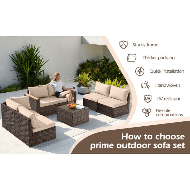 Exclusive Quick Install Patio Furniture Set, 7 Pieces Outdoor Patio Furniture, Durable Wicker Outdoor Couch Patio Sectional Sofa Conversation Sets for Backyard, Lawn, Outside