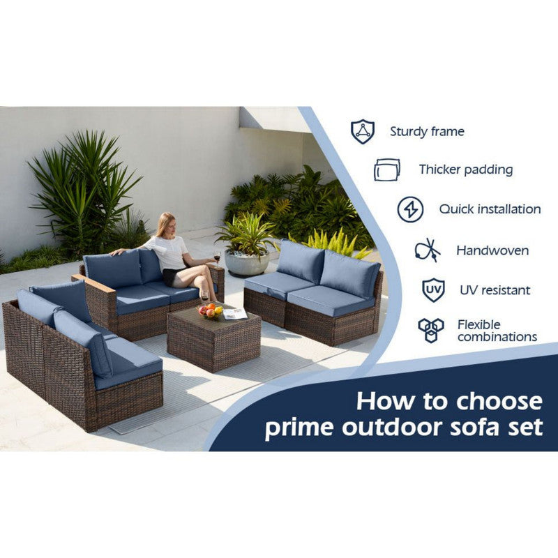 Exclusive Quick Install Patio Furniture Set, 7 Pieces Outdoor Patio Furniture, Durable Wicker Outdoor Couch Patio Sectional Sofa Conversation Sets for Backyard, Lawn, Outside