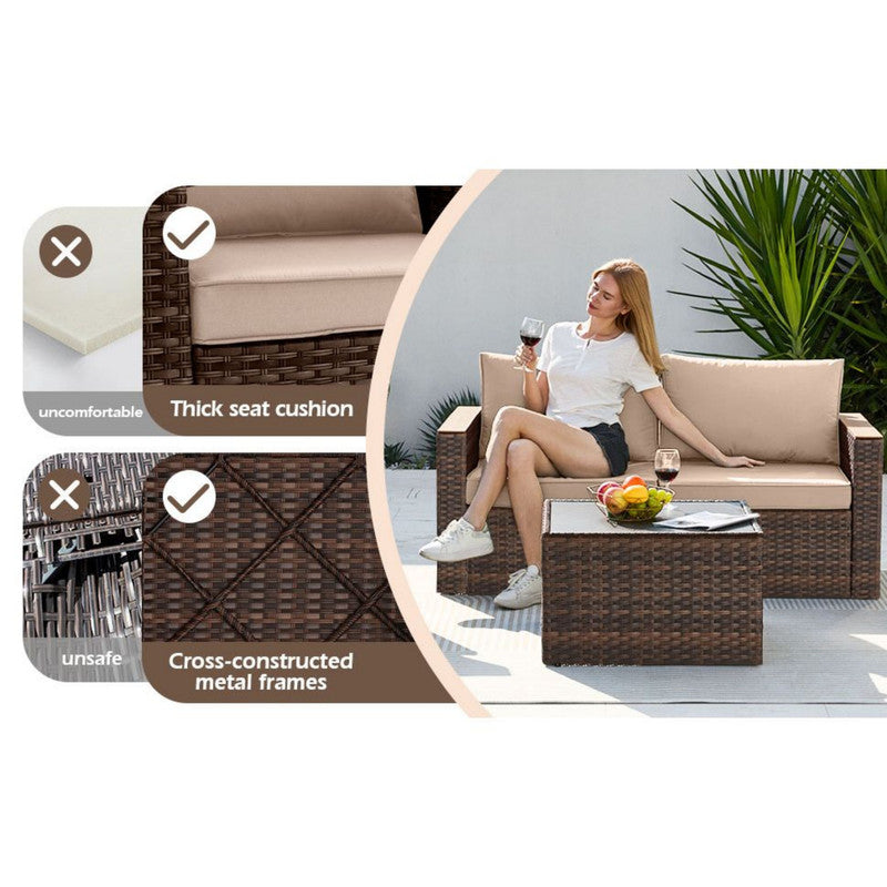 Exclusive Quick Install Patio Furniture Set, 7 Pieces Outdoor Patio Furniture, Durable Wicker Outdoor Couch Patio Sectional Sofa Conversation Sets for Backyard, Lawn, Outside