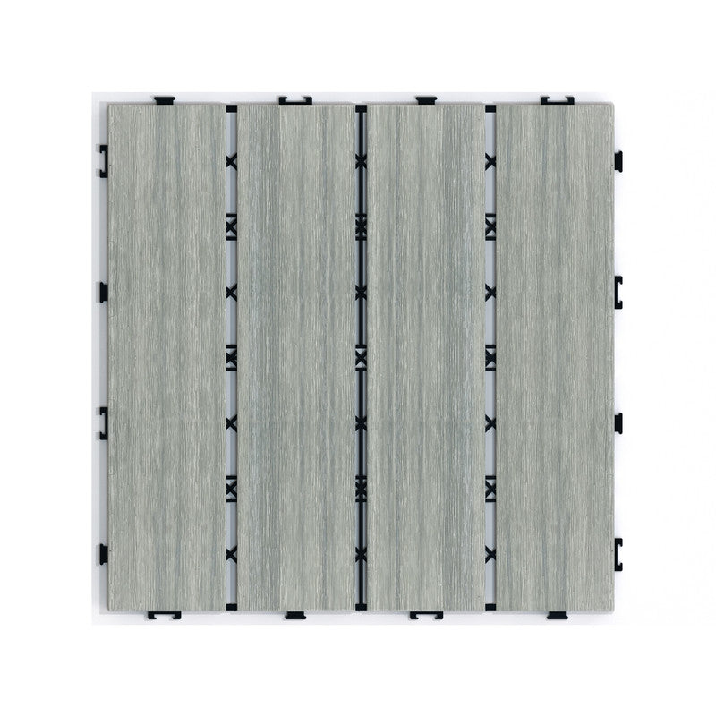 Wood-Plastic Composite Patio Deck Tiles, 12 in. x 12 in. Interlocking Deck Tiles in Light Grey