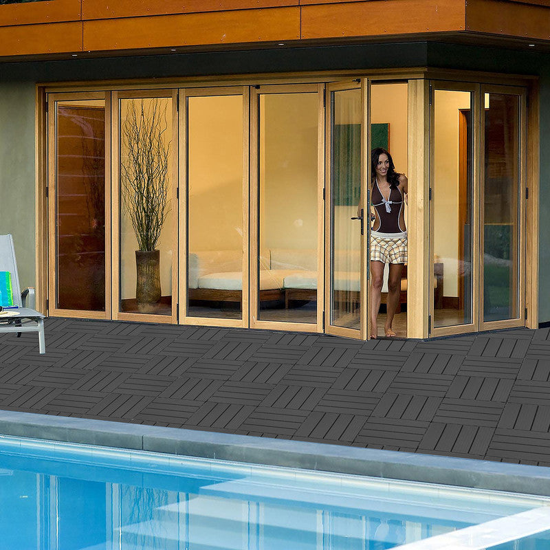 1ft. x 1ft. Patio Plastic Interlocking Deck Tiles, Deck Tiles Interlocking Outdoor All Weather (44 per Case)