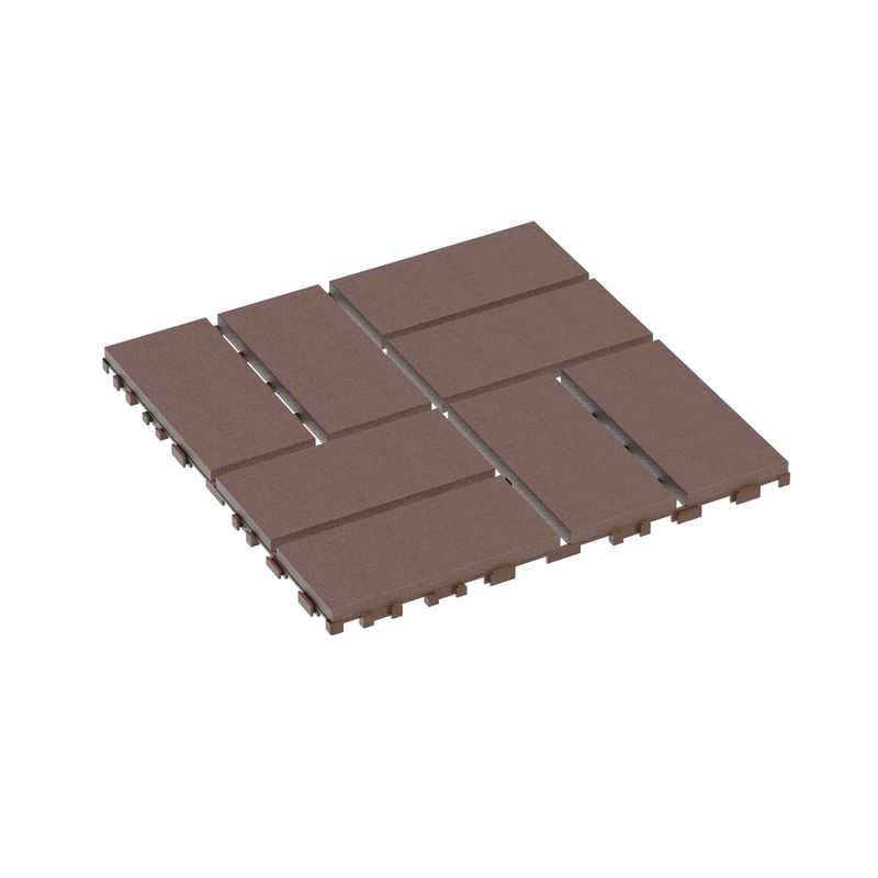 12 in. x 12 in. Plastic Interlocking Deck Tiles, Waterproof 8-slat Flooring Tile in Brown(44-Pack)