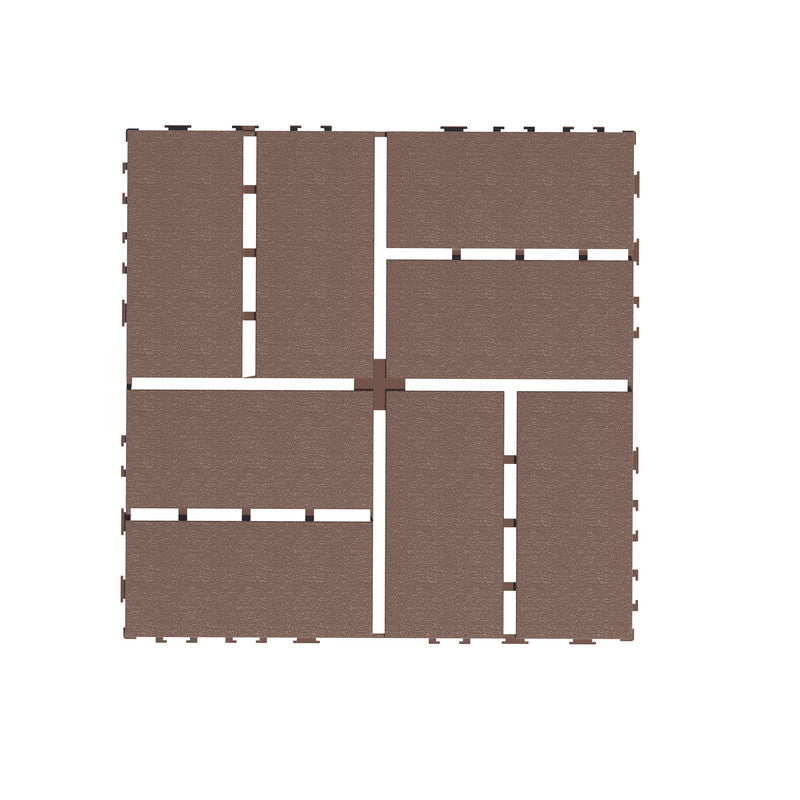 12 in. x 12 in. Plastic Interlocking Deck Tiles, Waterproof 8-slat Flooring Tile in Brown(44-Pack)