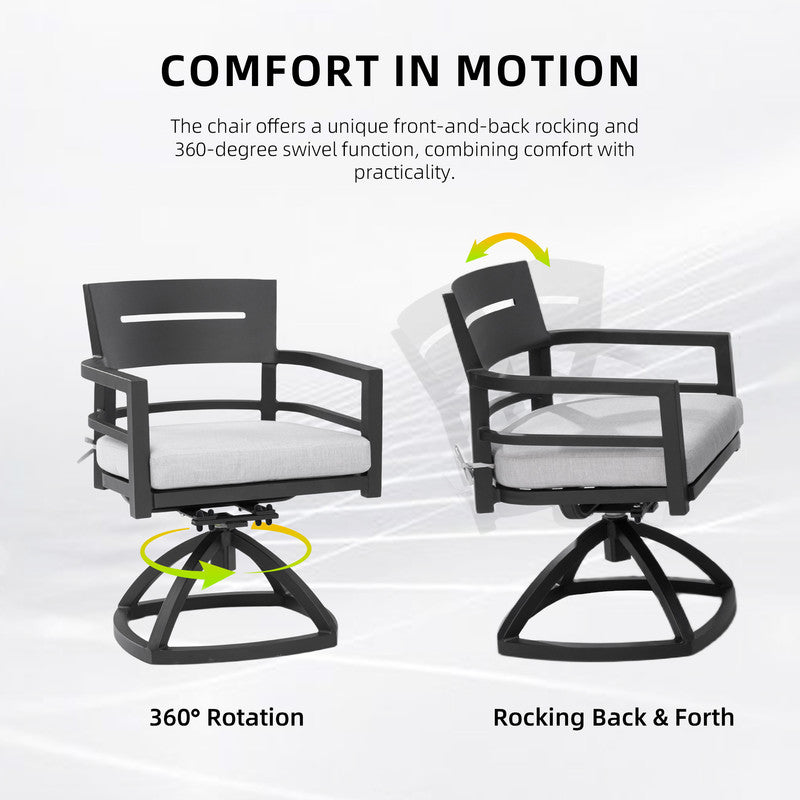 Cavallo Black Aluminum Outdoor Swivel Rocker with Sunbrella Cushions (2-Pack)