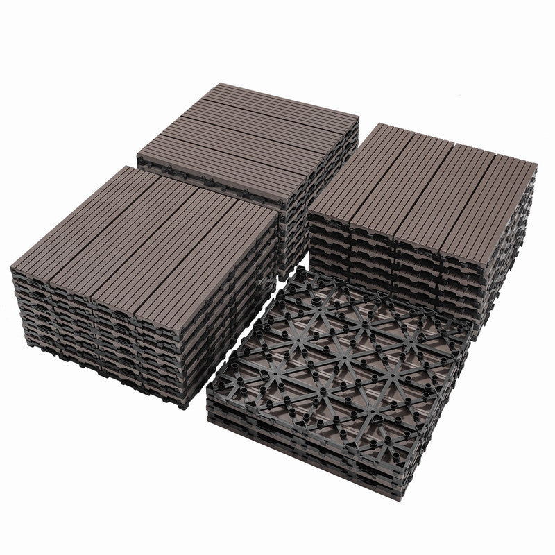 1ft. x 1ft. Patio Plastic Interlocking Deck Tiles, Deck Tiles Interlocking Outdoor All Weather (44 per Case)