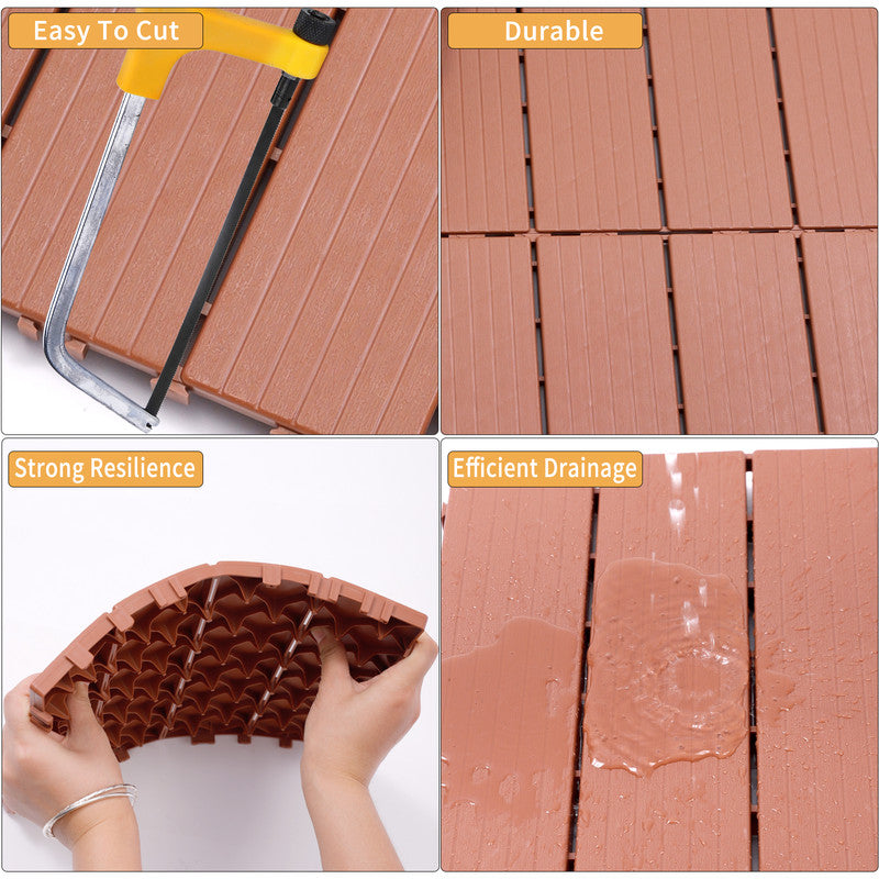 1ft. x 1ft. Patio Plastic Interlocking Deck Tiles, Deck Tiles Interlocking Outdoor All Weather (44 per Case)