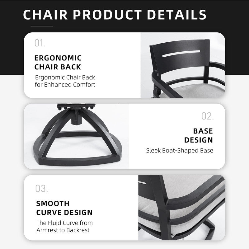 Cavallo Black Aluminum Outdoor Swivel Rocker with Sunbrella Cushions (2-Pack)