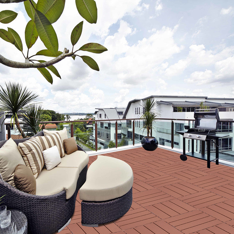 1ft. x 1ft. Patio Plastic Interlocking Deck Tiles, Deck Tiles Interlocking Outdoor All Weather (44 per Case)
