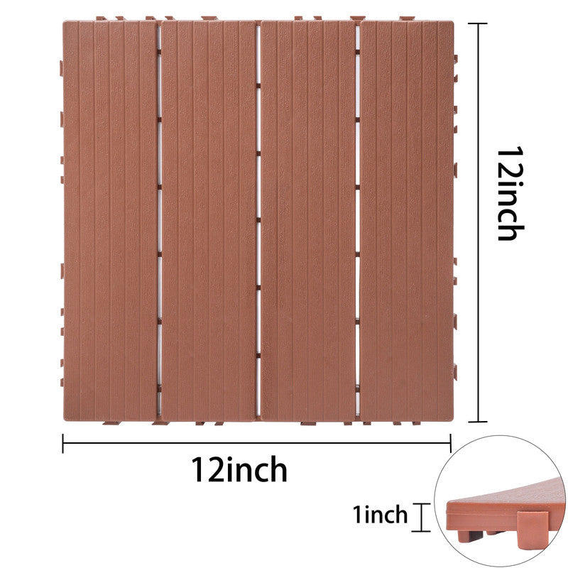 1ft. x 1ft. Patio Plastic Interlocking Deck Tiles, Deck Tiles Interlocking Outdoor All Weather (44 per Case)
