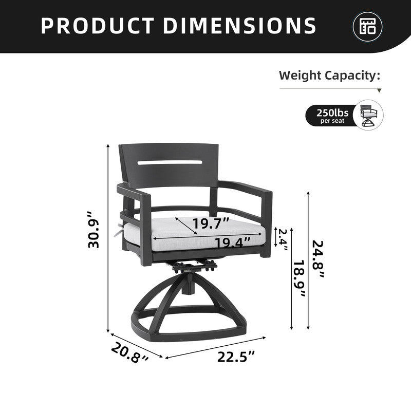 Cavallo Black Aluminum Outdoor Swivel Rocker with Sunbrella Cushions (2-Pack)