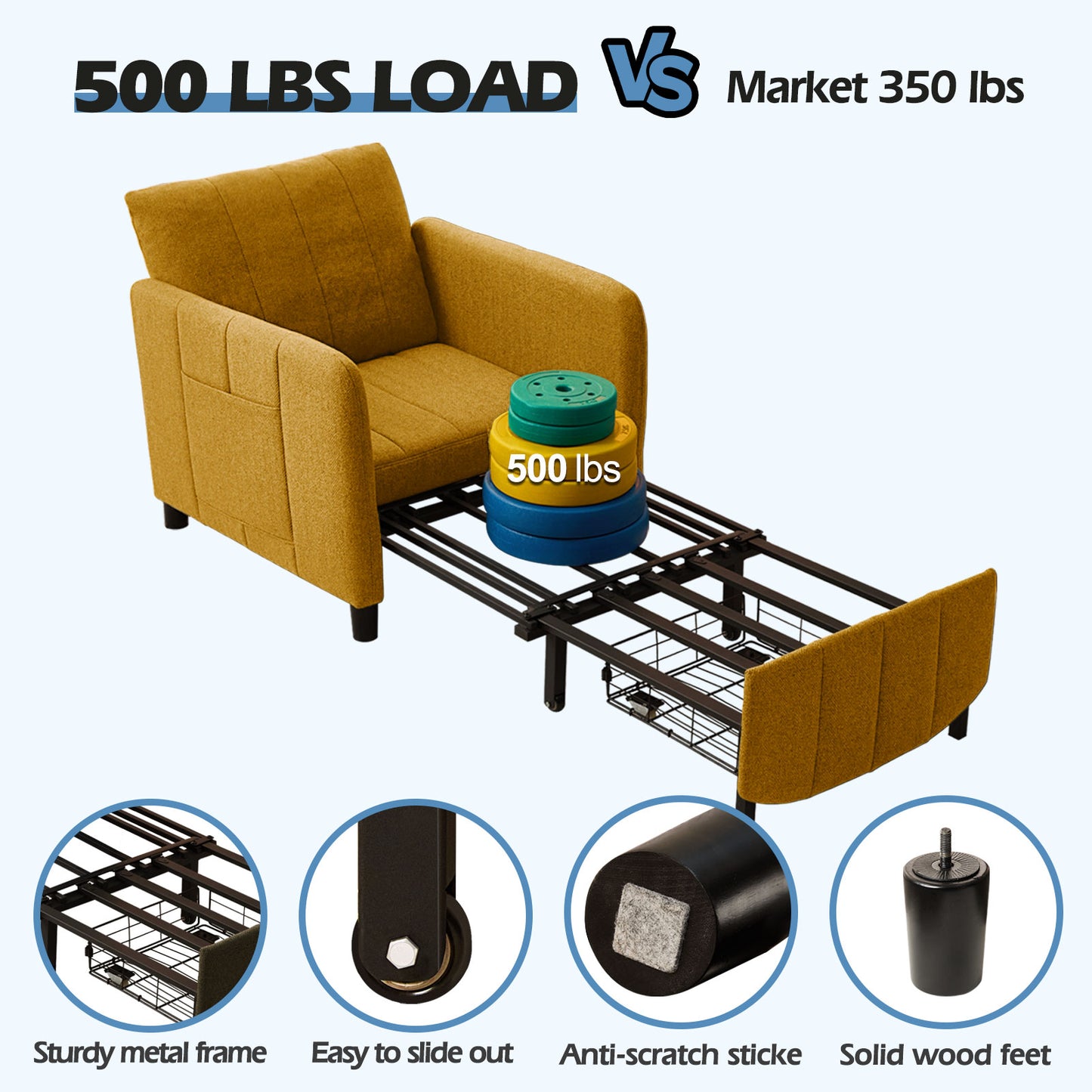 84" Extra-Long Sleeper Chair, 4-in-1 Convertible Pull-Out Chair Bed, Single Sofa Bed for Adults, Perfect for Living Rooms & Small Spaces