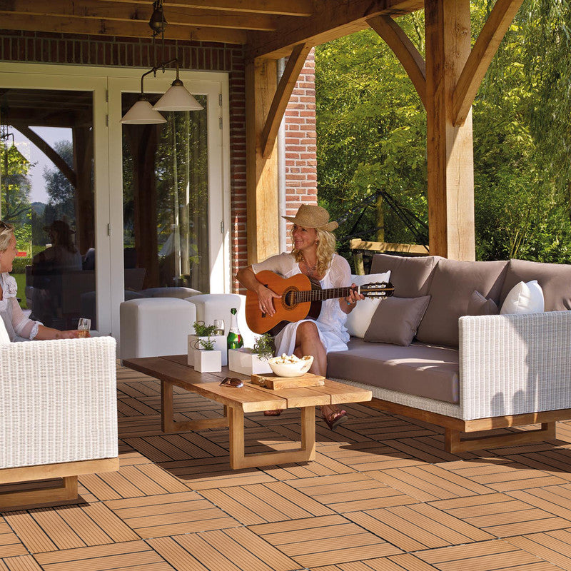 1ft. x 1ft. Patio Plastic Interlocking Deck Tiles, Deck Tiles Interlocking Outdoor All Weather (44 per Case)
