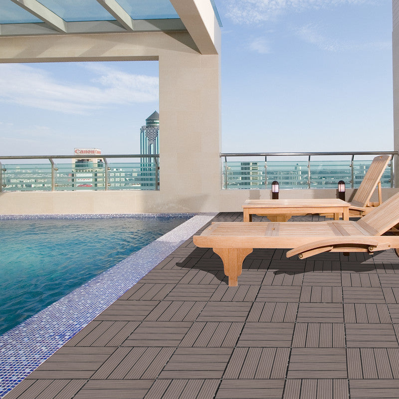 1ft. x 1ft. Patio Plastic Interlocking Deck Tiles, Deck Tiles Interlocking Outdoor All Weather (44 per Case)