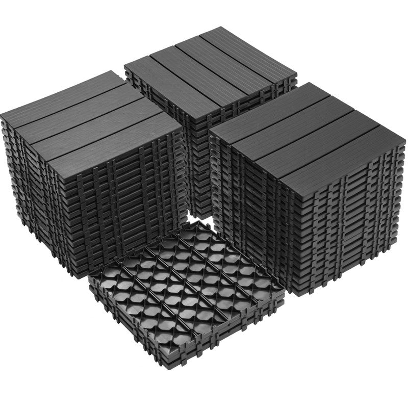 1ft. x 1ft. Patio Plastic Interlocking Deck Tiles, Deck Tiles Interlocking Outdoor All Weather (44 per Case)