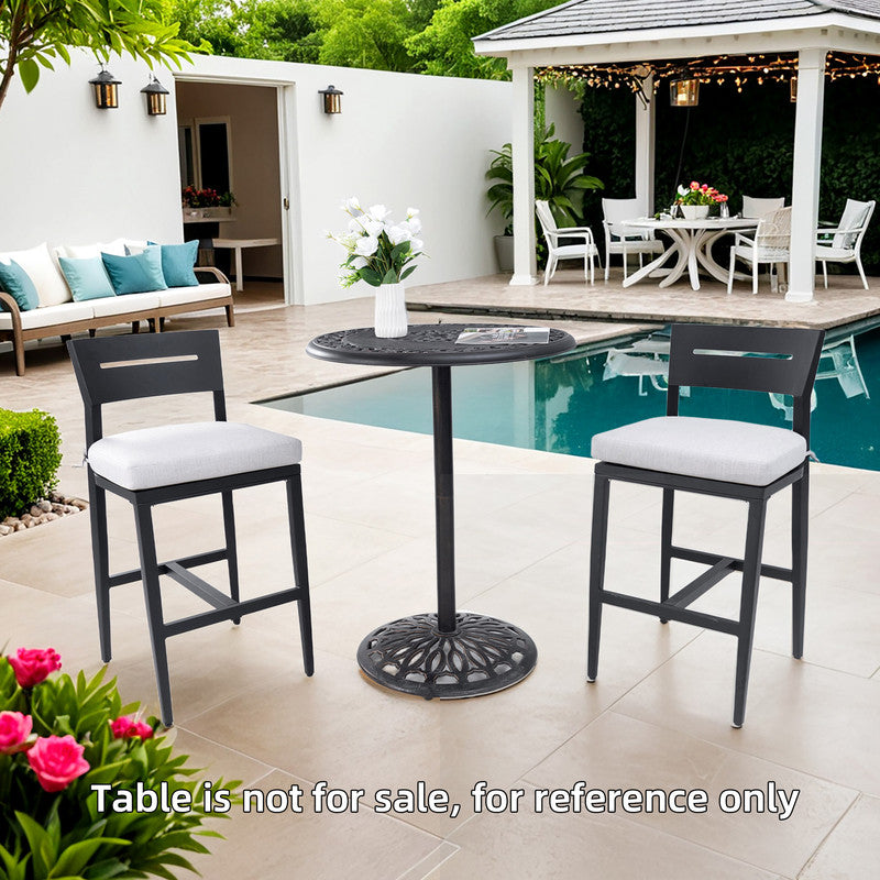 Barvallo Aluminum Outdoor Bar Stool with Sunbrella Cast Silver Cushion (2-Pack)