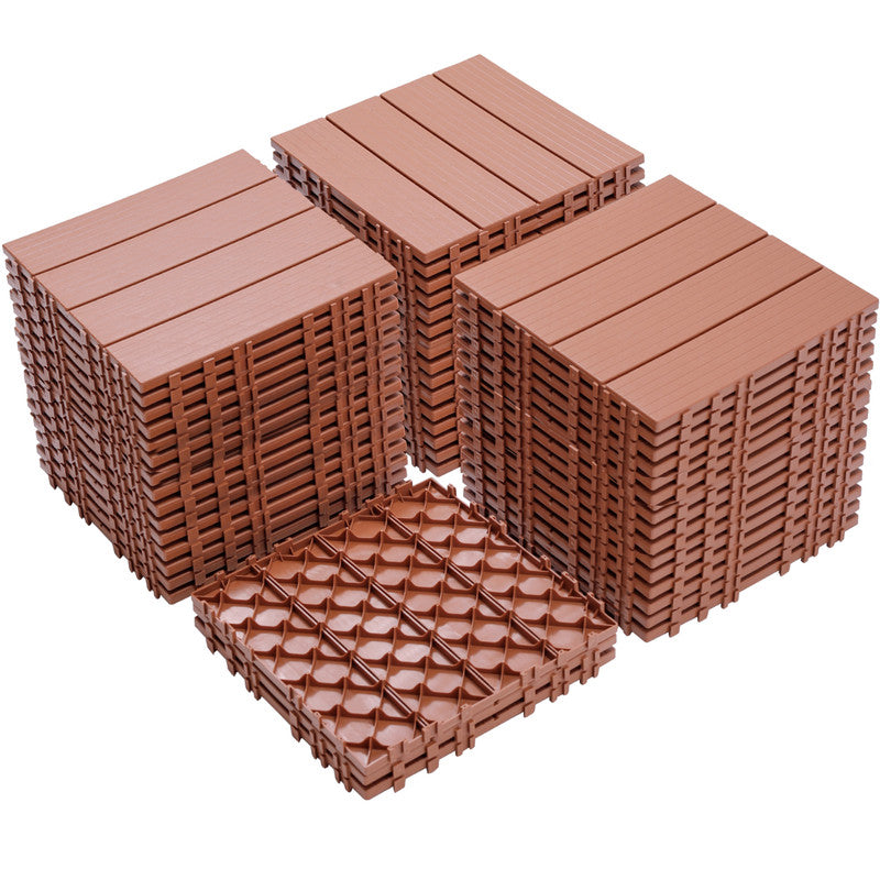 1ft. x 1ft. Patio Plastic Interlocking Deck Tiles, Deck Tiles Interlocking Outdoor All Weather (44 per Case)