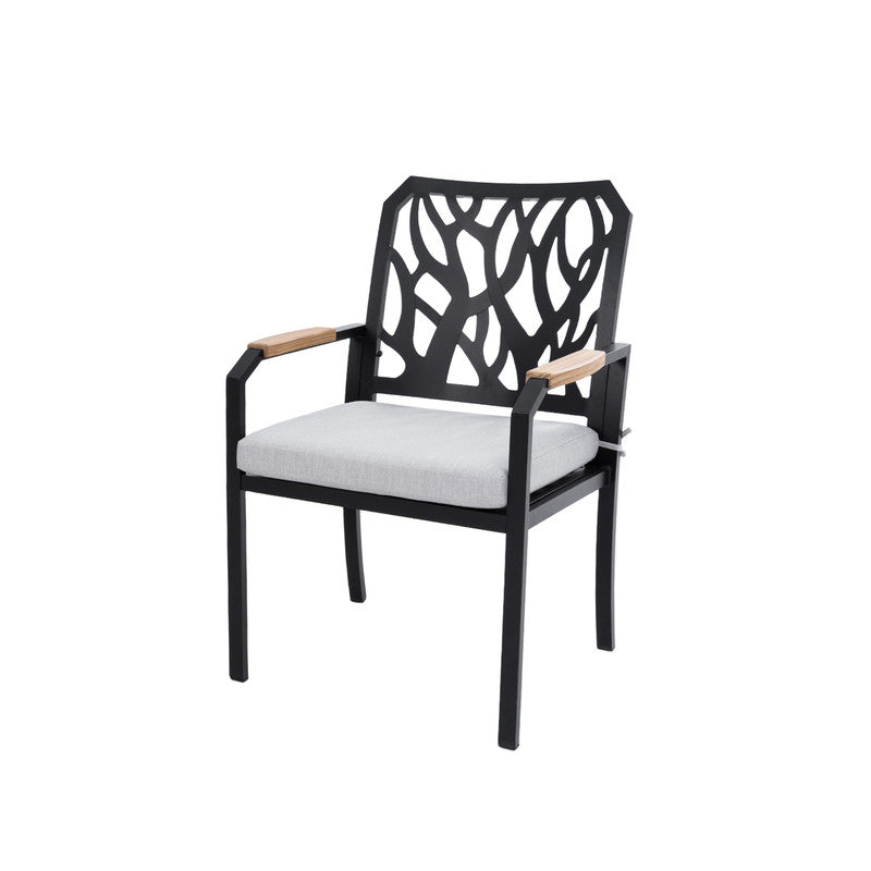 Arvello Aluminum Outdoor Dining Chair with Branch-Like Backrest Sunbrella Cushions (2-Pack)