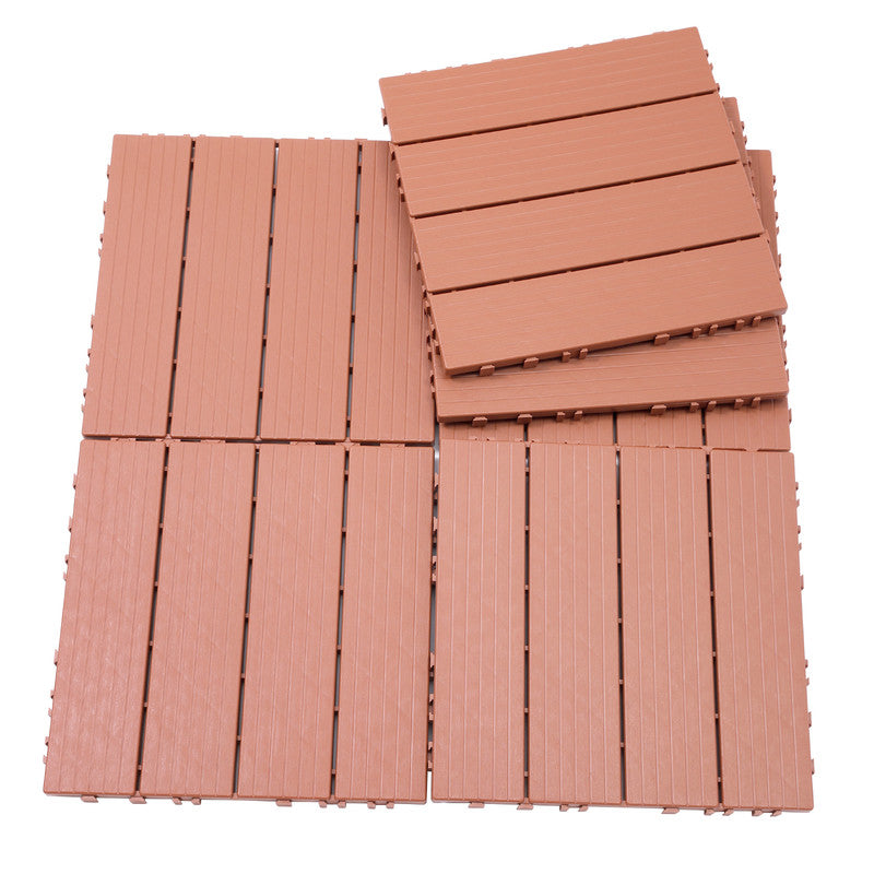 1ft. x 1ft. Patio Plastic Interlocking Deck Tiles, Deck Tiles Interlocking Outdoor All Weather (44 per Case)
