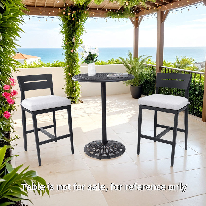 Barvallo Aluminum Outdoor Bar Stool with Sunbrella Cast Silver Cushion (2-Pack)