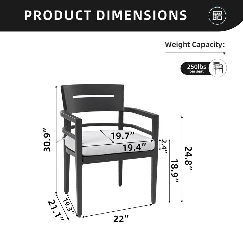Cavallo Black Aluminum Outdoor Dining Chair with Sunbrella Cushions (4-Pack)