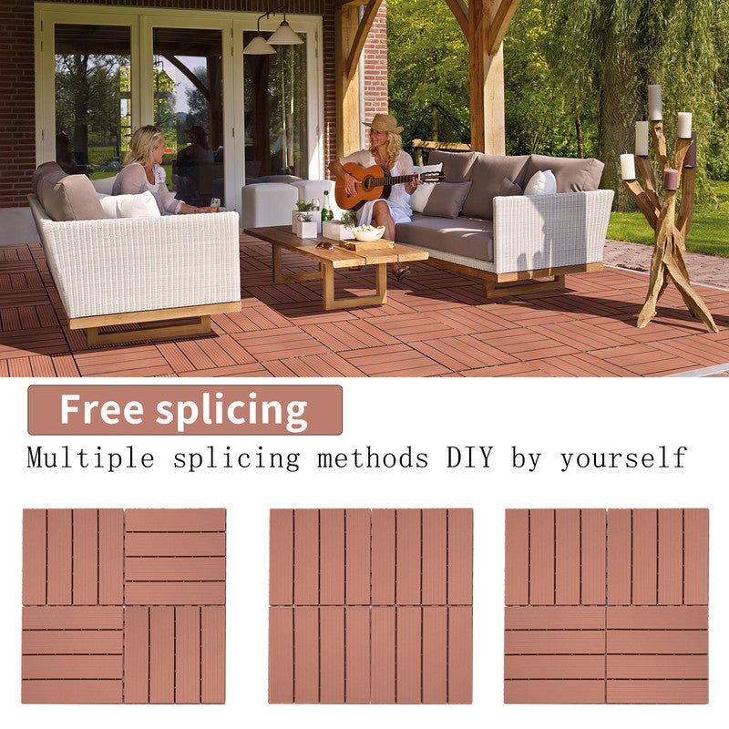1ft. x 1ft. Patio Plastic Interlocking Deck Tiles, Deck Tiles Interlocking Outdoor All Weather (44 per Case)