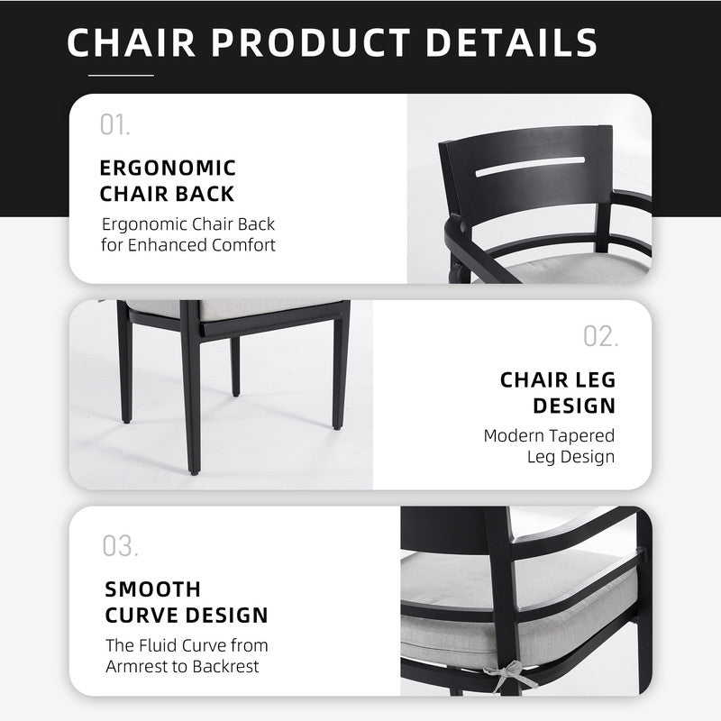 Cavallo Black Aluminum Outdoor Dining Chair with Sunbrella Cushions (4-Pack)