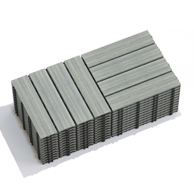 Wood-Plastic Composite Patio Deck Tiles, 12 in. x 12 in. Interlocking Deck Tiles in Light Grey