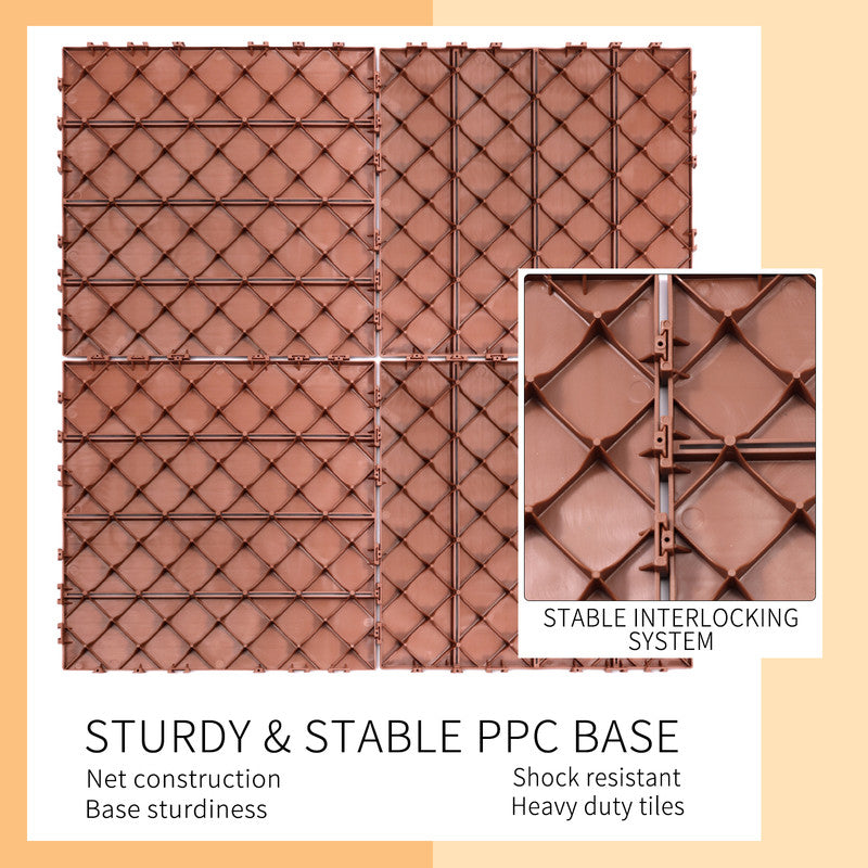 1ft. x 1ft. Patio Plastic Interlocking Deck Tiles, Deck Tiles Interlocking Outdoor All Weather (44 per Case)