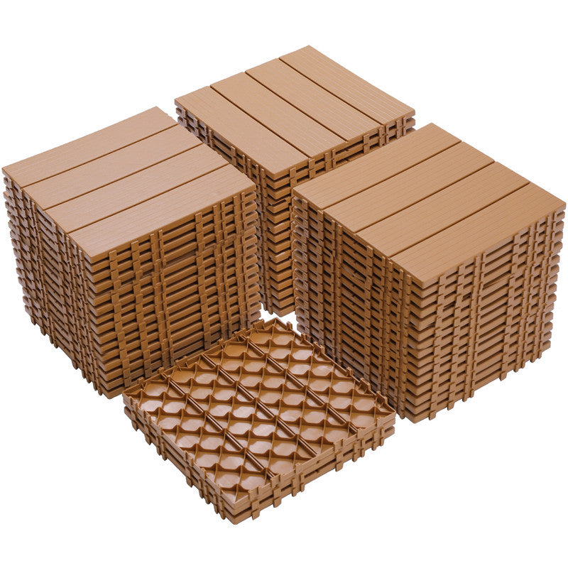 1ft. x 1ft. Patio Plastic Interlocking Deck Tiles, Deck Tiles Interlocking Outdoor All Weather (44 per Case)