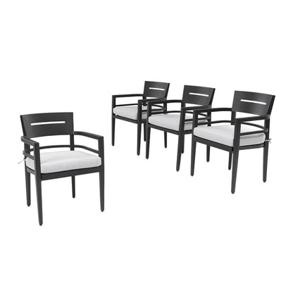 Cavallo Black Aluminum Outdoor Dining Chair with Sunbrella Cushions (4-Pack)