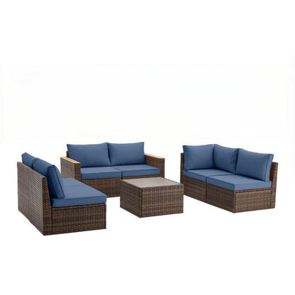 Exclusive Quick Install Patio Furniture Set, 7 Pieces Outdoor Patio Furniture, Durable Wicker Outdoor Couch Patio Sectional Sofa Conversation Sets for Backyard, Lawn, Outside