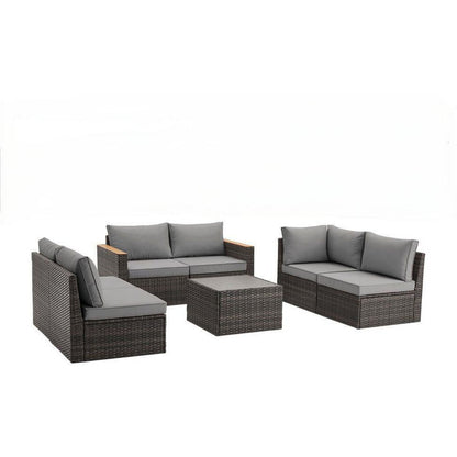 Exclusive Quick Install Patio Furniture Set, 7 Pieces Outdoor Patio Furniture, Durable Wicker Outdoor Couch Patio Sectional Sofa Conversation Sets for Backyard, Lawn, Outside