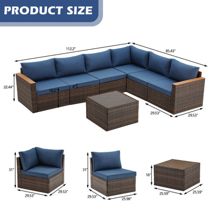 Exclusive Quick Install Patio Furniture Set, 7 Pieces Outdoor Patio Furniture, Durable Wicker Outdoor Couch Patio Sectional Sofa Conversation Sets for Backyard, Lawn, Outside