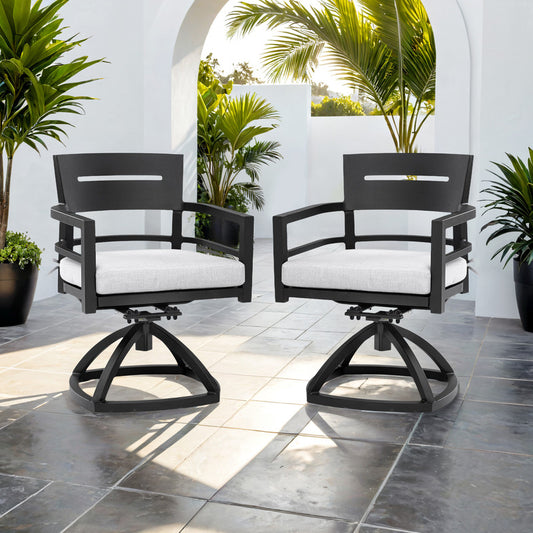 Cavallo Black Aluminum Outdoor Swivel Rocker with Sunbrella Cushions (2-Pack)