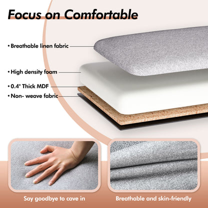 48.5" Storage Bench, Tufted Upholstered End-of-Bed Ottoman with Safety Hinge, Nailhead Trim & Side Pockets for Bedroom, Entryway & Living Room