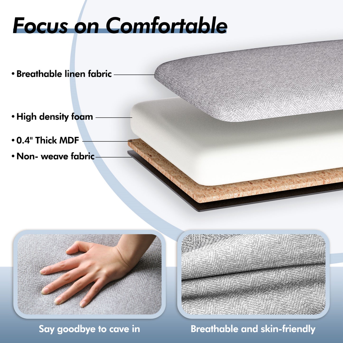 46.1" Storage Bench, Upholstered Ottoman with Safety Hinge, Large Storage Bench for Bedroom, Living Room, Entryway & Closet