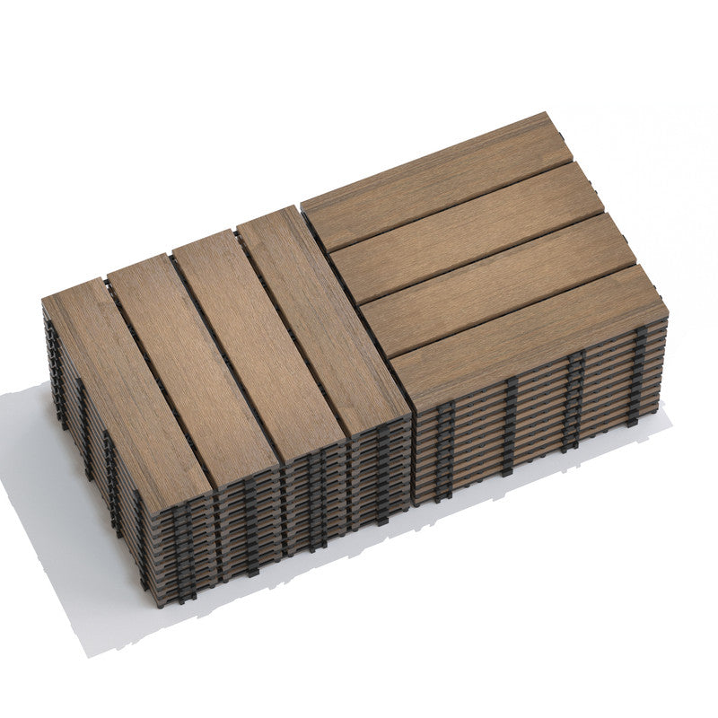 Oak Wood-Plastic Composite Patio Deck Tiles, 12 in. x 12 in. Interlocking Deck Tiles