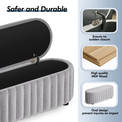 46.1" Storage Bench, Upholstered Ottoman with Safety Hinge, Large Storage Bench for Bedroom, Living Room, Entryway & Closet