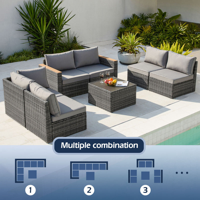 Exclusive Quick Install Patio Furniture Set, 7 Pieces Outdoor Patio Furniture, Durable Wicker Outdoor Couch Patio Sectional Sofa Conversation Sets for Backyard, Lawn, Outside