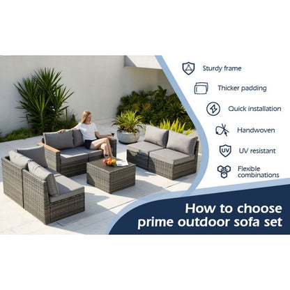 Exclusive Quick Install Patio Furniture Set, 7 Pieces Outdoor Patio Furniture, Durable Wicker Outdoor Couch Patio Sectional Sofa Conversation Sets for Backyard, Lawn, Outside