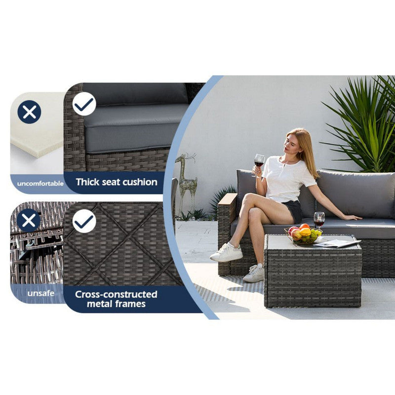 Exclusive Quick Install Patio Furniture Set, 7 Pieces Outdoor Patio Furniture, Durable Wicker Outdoor Couch Patio Sectional Sofa Conversation Sets for Backyard, Lawn, Outside