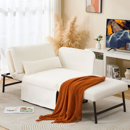 5-in-1 Convertible Sleeper Chair Bed, Assembly-Free Folding Sofa Chair with Adjustable Backrest, Linen Ottoman Sofa Bed for Apartment & Living Room