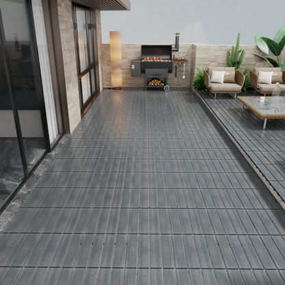 Wood-Plastic Composite Patio Deck Tiles, 12 in. x 12 in. Interlocking Deck Tiles in Grey
