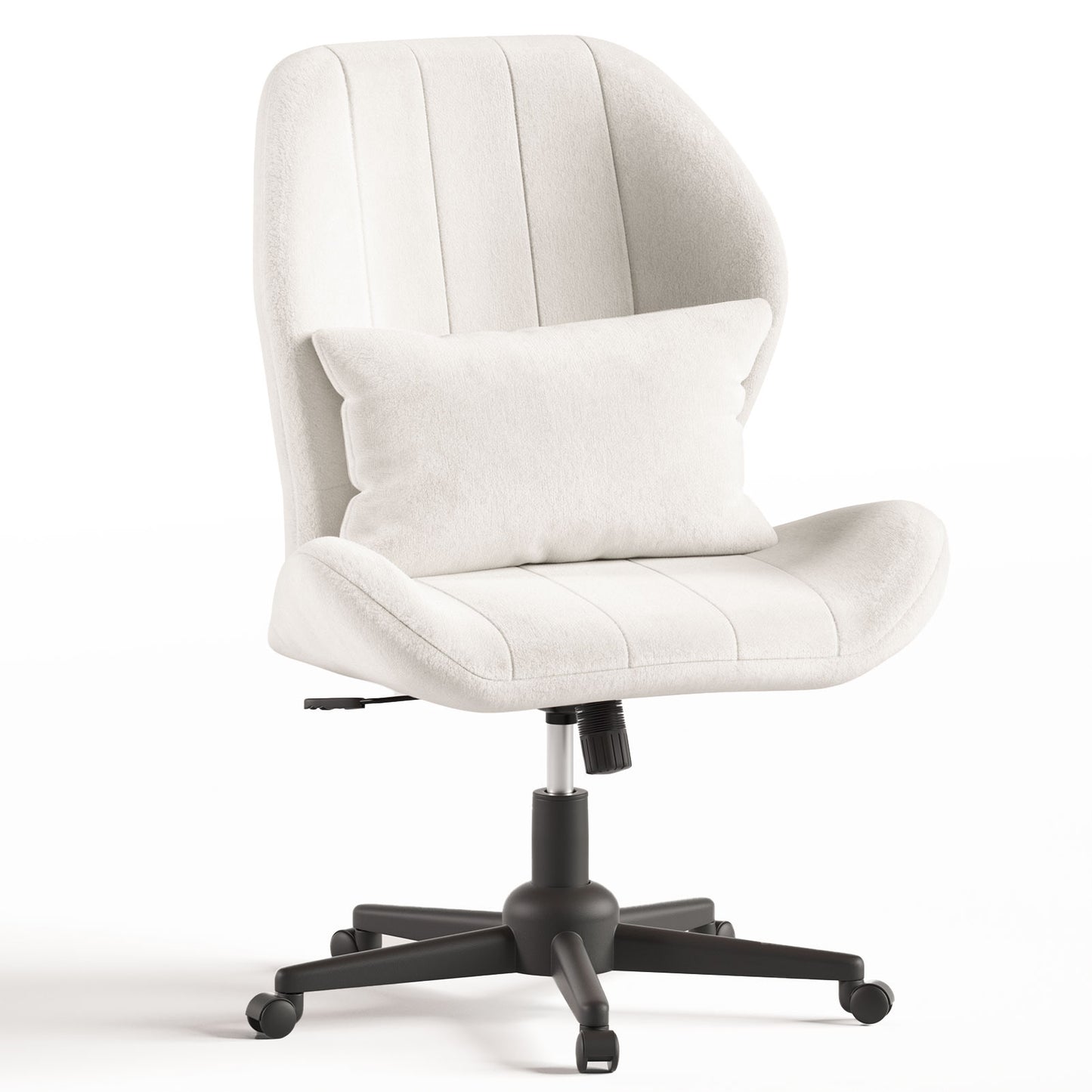 Criss Cross Office Chair with Wheels, Wide Armless Desk Chair with Tall Back, Ergonomic Cross-Legged Vanity Chair for Bedroom & Home Office