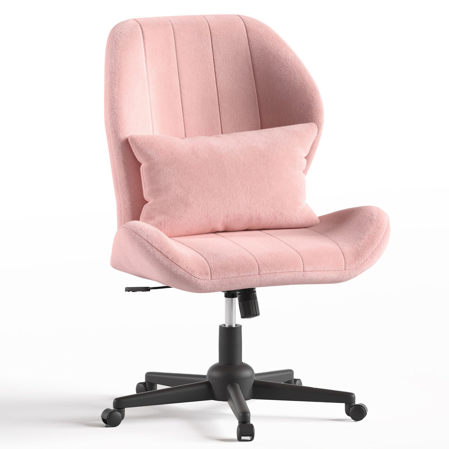 Criss Cross Office Chair with Wheels, Wide Armless Desk Chair with Tall Back, Ergonomic Cross-Legged Vanity Chair for Bedroom & Home Office