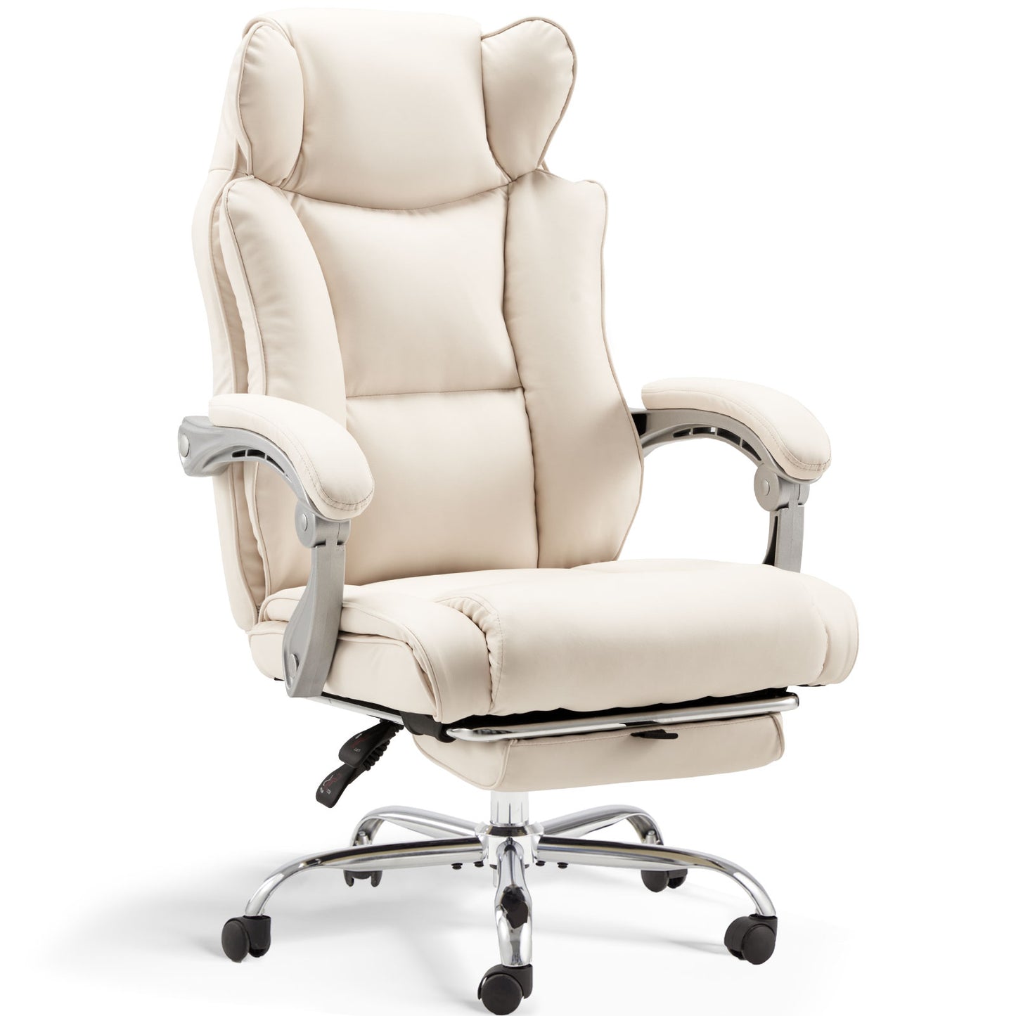 Executive Office Chair with Footrest, High-Back PU Leather Computer Chair, Adjustable Height & Recline, Ergonomic Desk Chair with Linked Armrests