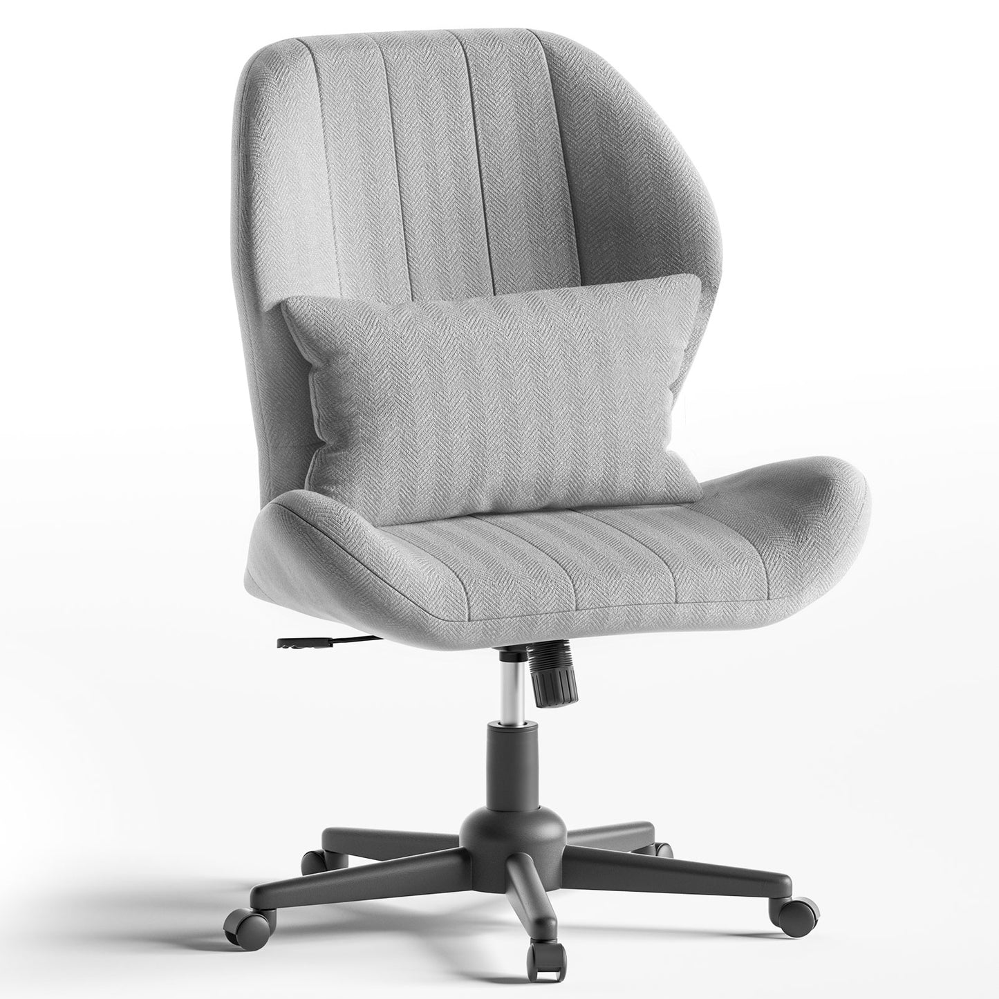 Criss Cross Office Chair with Wheels, Wide Armless Desk Chair with Tall Back, Ergonomic Cross-Legged Vanity Chair for Bedroom & Home Office